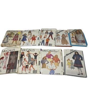 Lot of 9 Vintage 80's Girls Sewing Pattern McCalls Simplicity Gap Brooke Sz 7-14